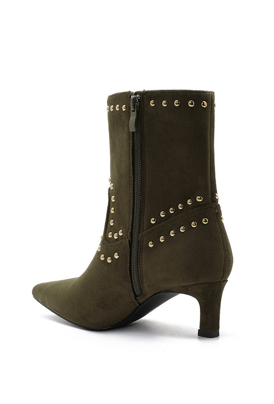 Bottines kaki clous petit talon 308