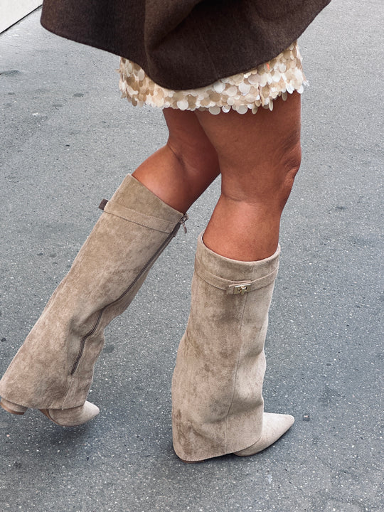 Bottes effet daim Taupe 9501