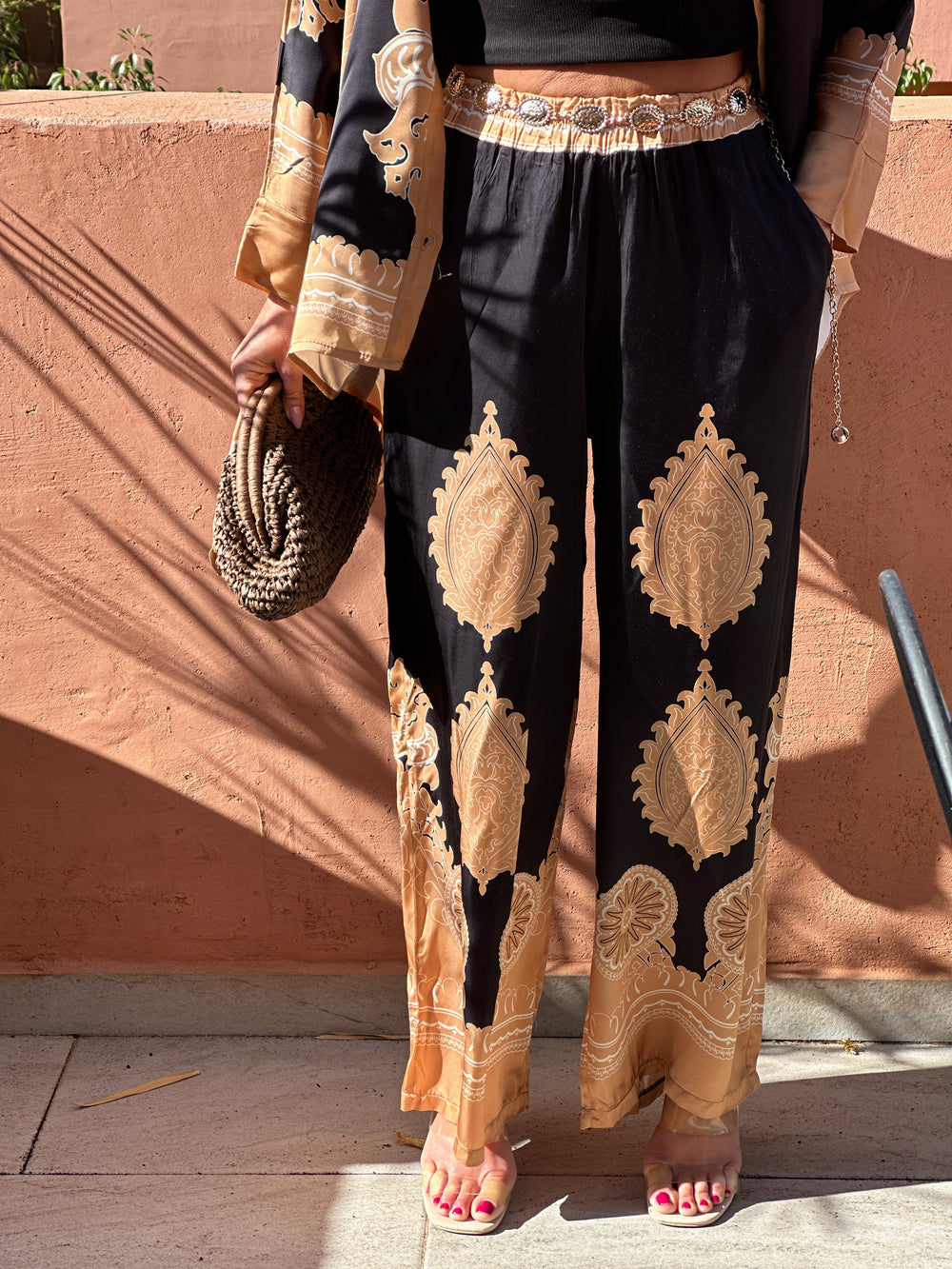 Pantalon Alice noir camel / 9088