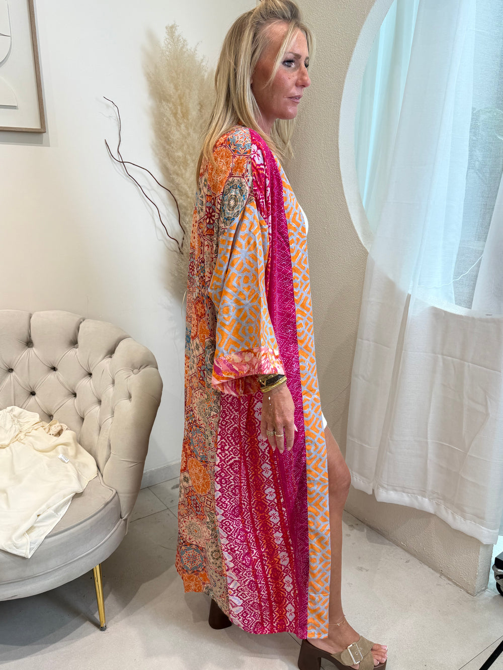 Kimono imprimée rose/orange