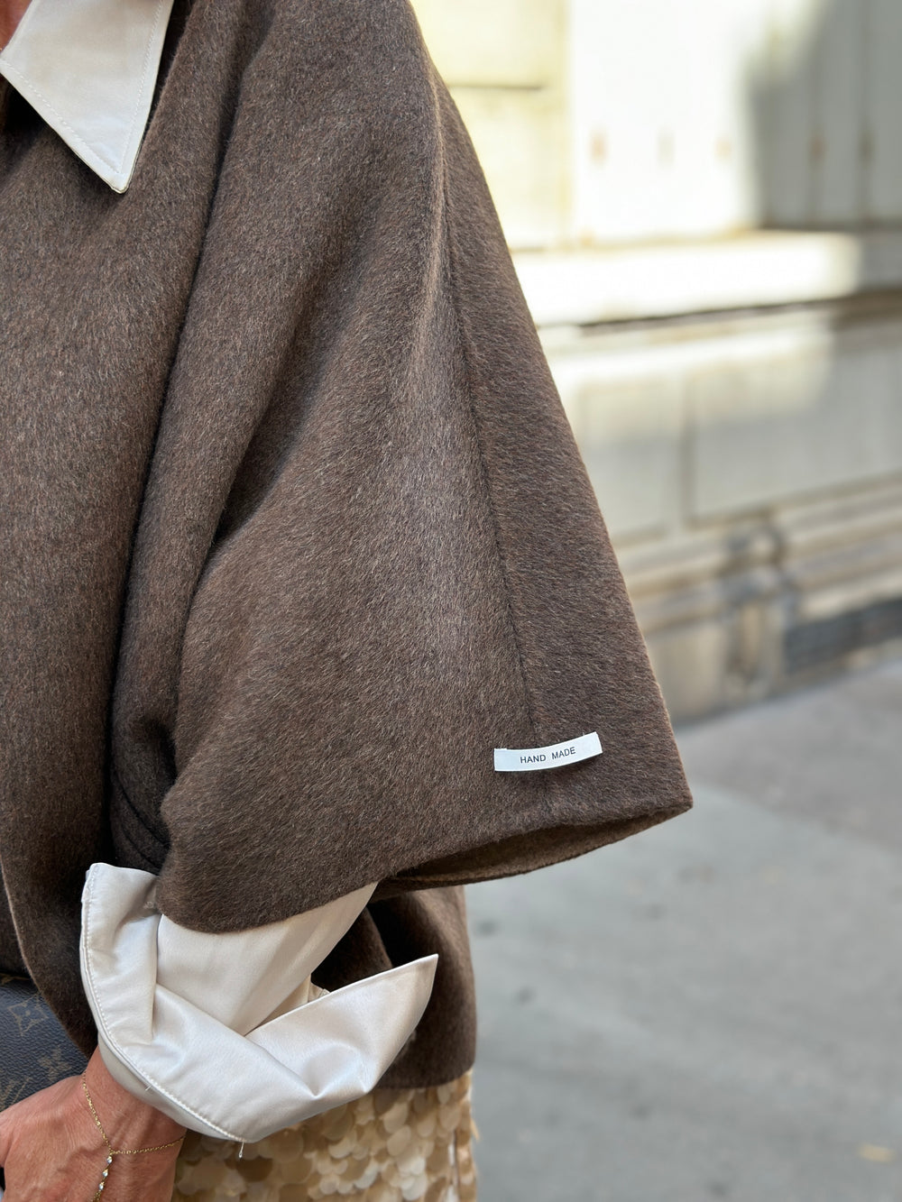 Cape laine réversible Choco/taupe Sy729
