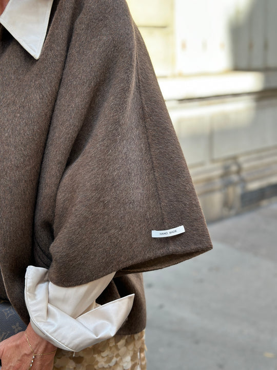 Cape laine réversible Choco/taupe Sy729