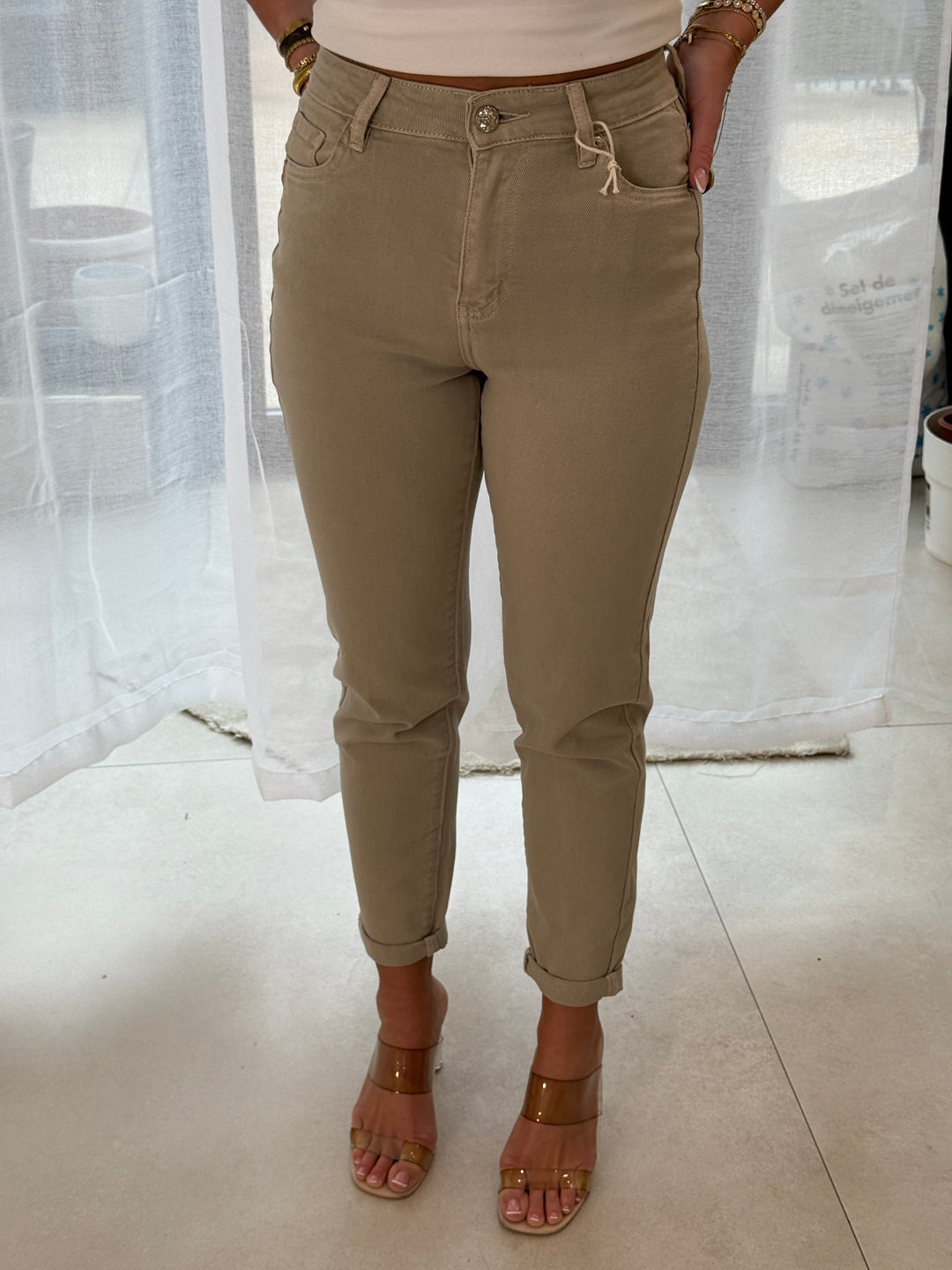 Jean mom uni Beige JW8323