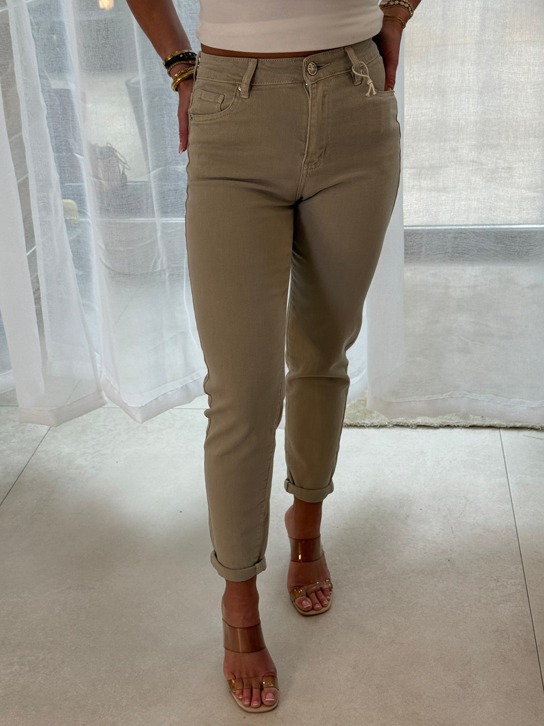 Jean mom uni Beige JW8323