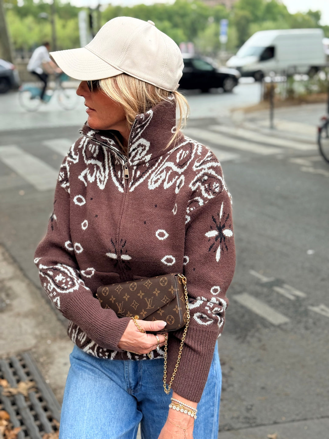 Pull gilet Bandana choco 06SC191