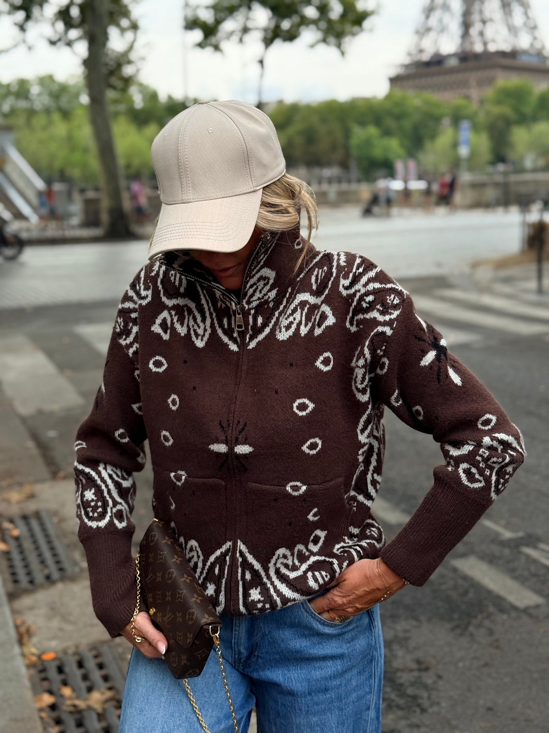 Pull gilet Bandana choco 06SC191