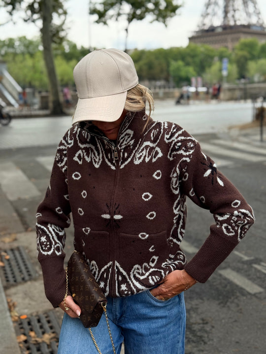 Pull gilet Bandana choco 06SC191