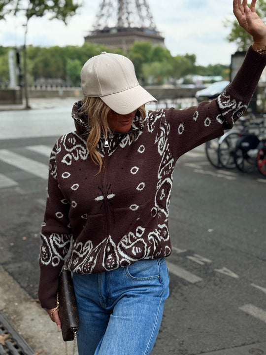 Pull gilet Bandana choco 06SC191