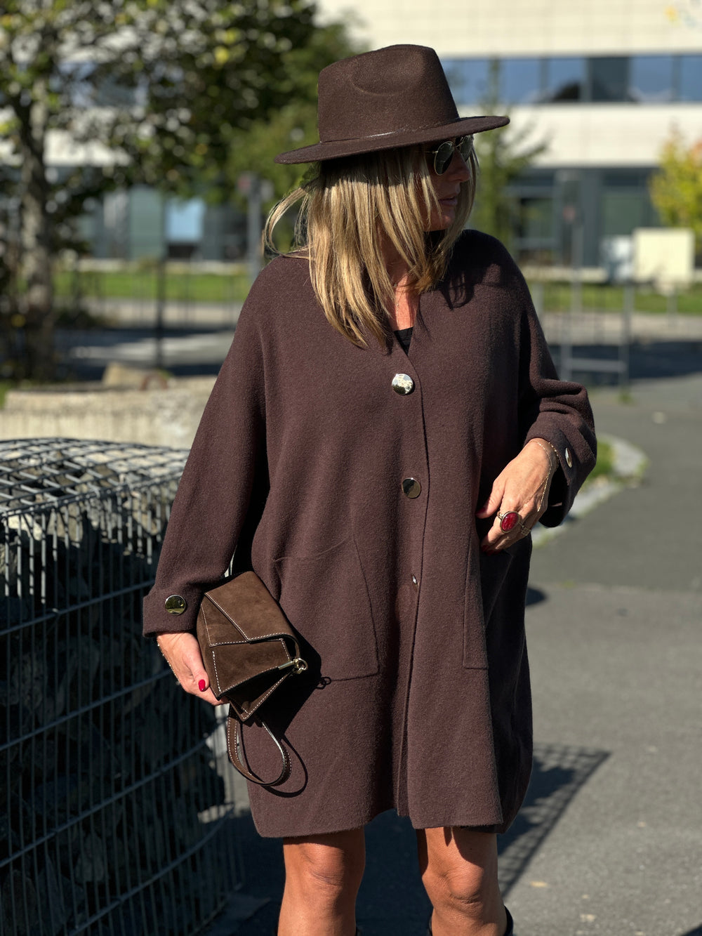 Gilet robe bouton or Choco B1541