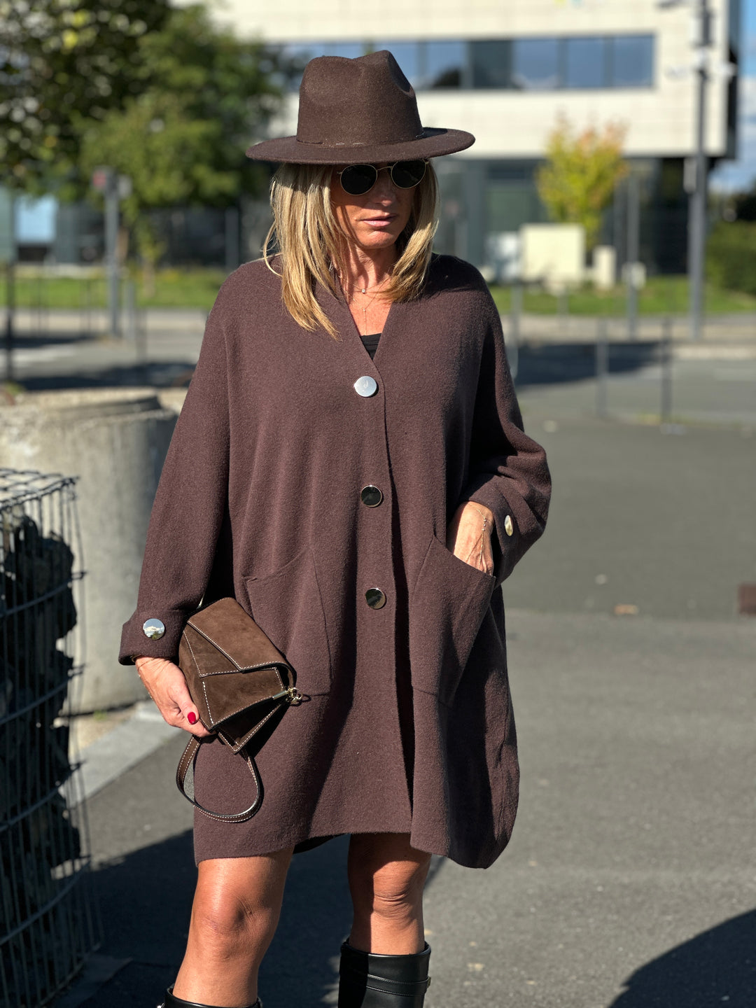 Gilet robe bouton or Choco B1541