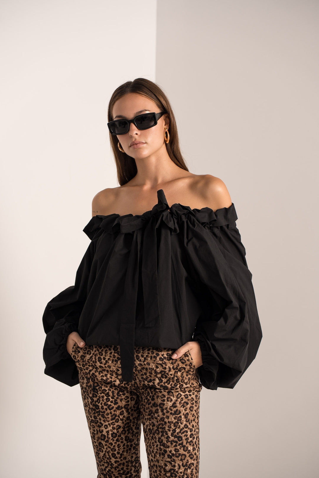 Chemise bouffante lacet aux épaules M7284
