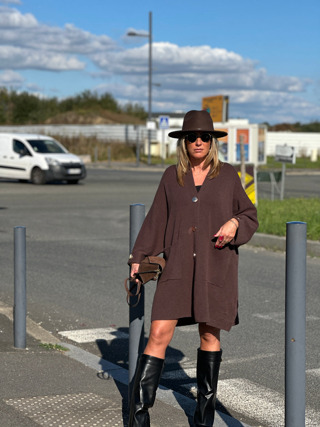 Gilet robe bouton or Choco B1541