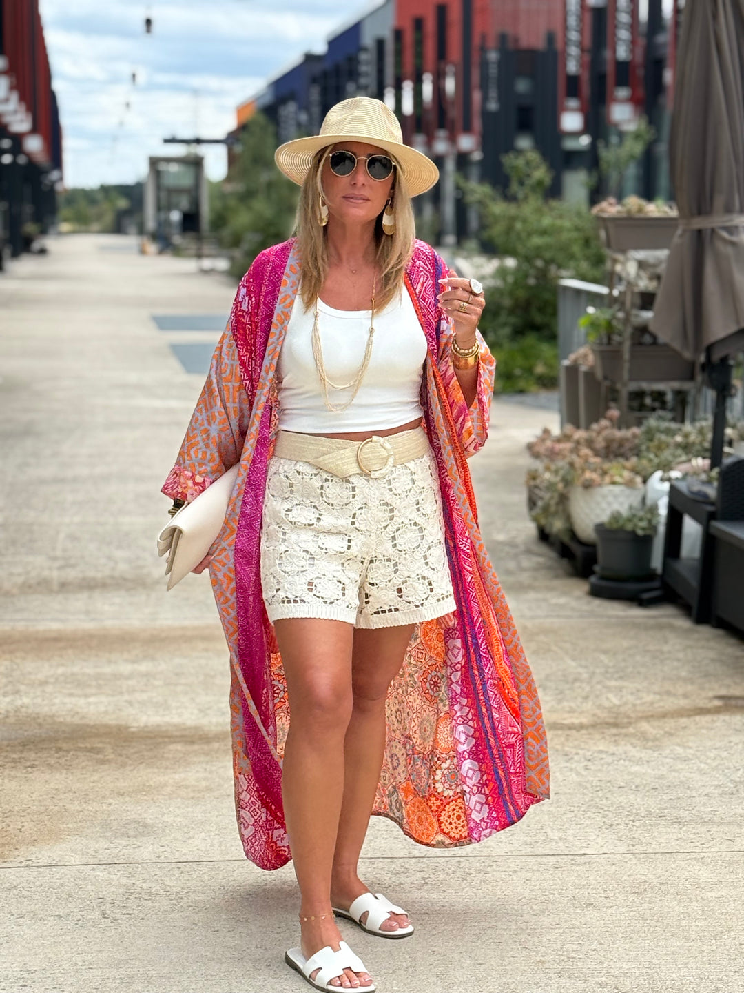 Kimono imprimée rose/orange