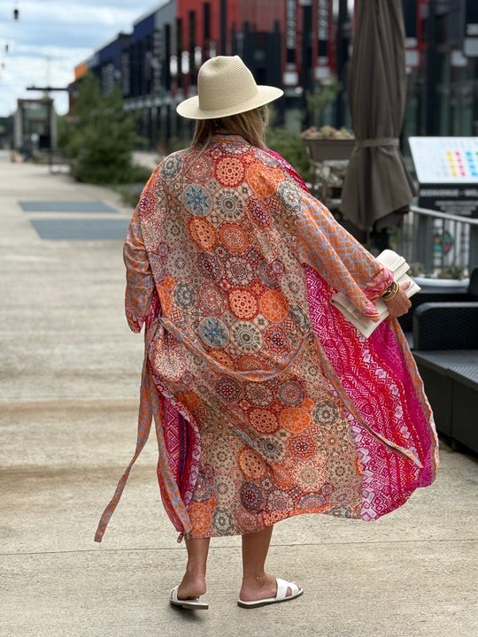 Kimono imprimée rose/orange