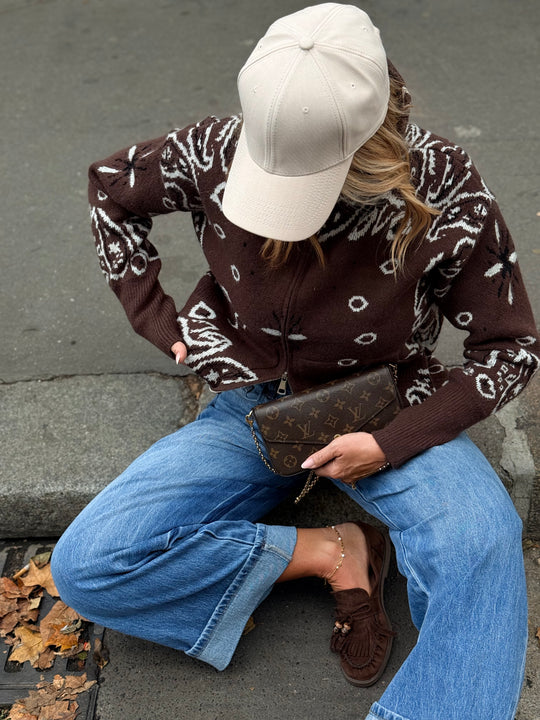 Pull gilet Bandana choco 06SC191