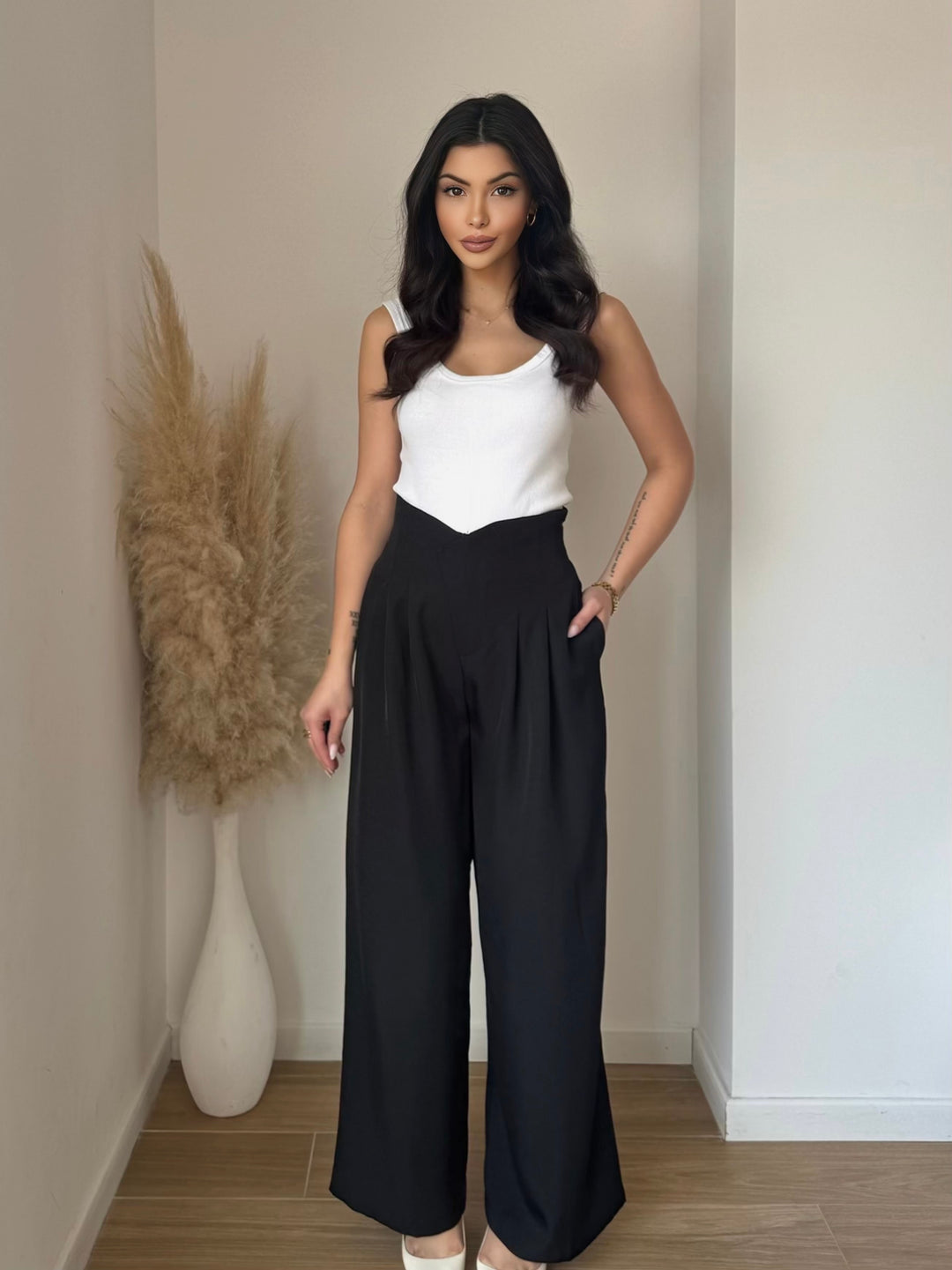 Pantalon fluide noir Pf71