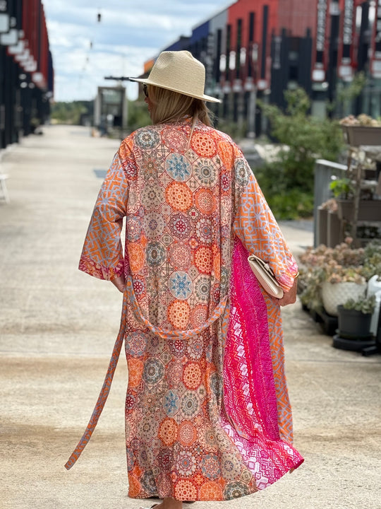 Kimono imprimée rose/orange
