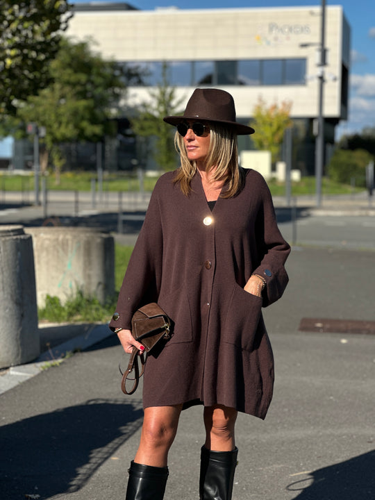 Gilet robe bouton or Choco B1541