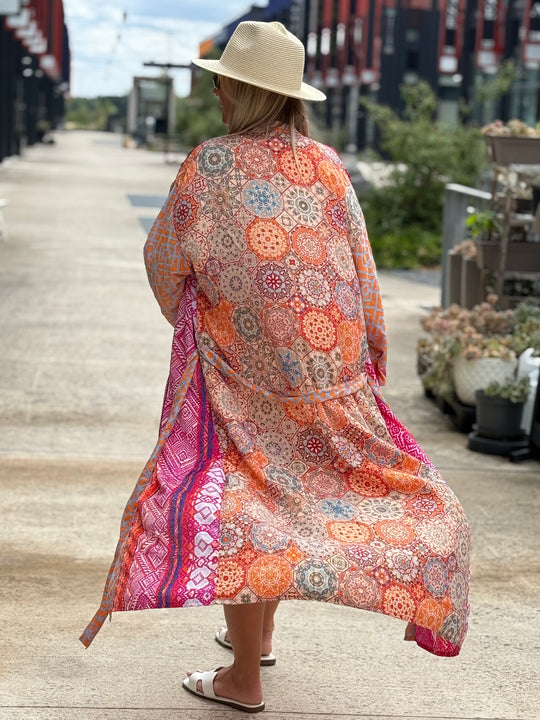 Kimono imprimée rose/orange