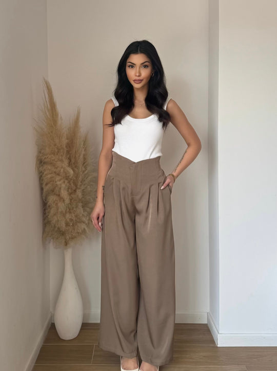 Pantalon fluide Taupe Pf71