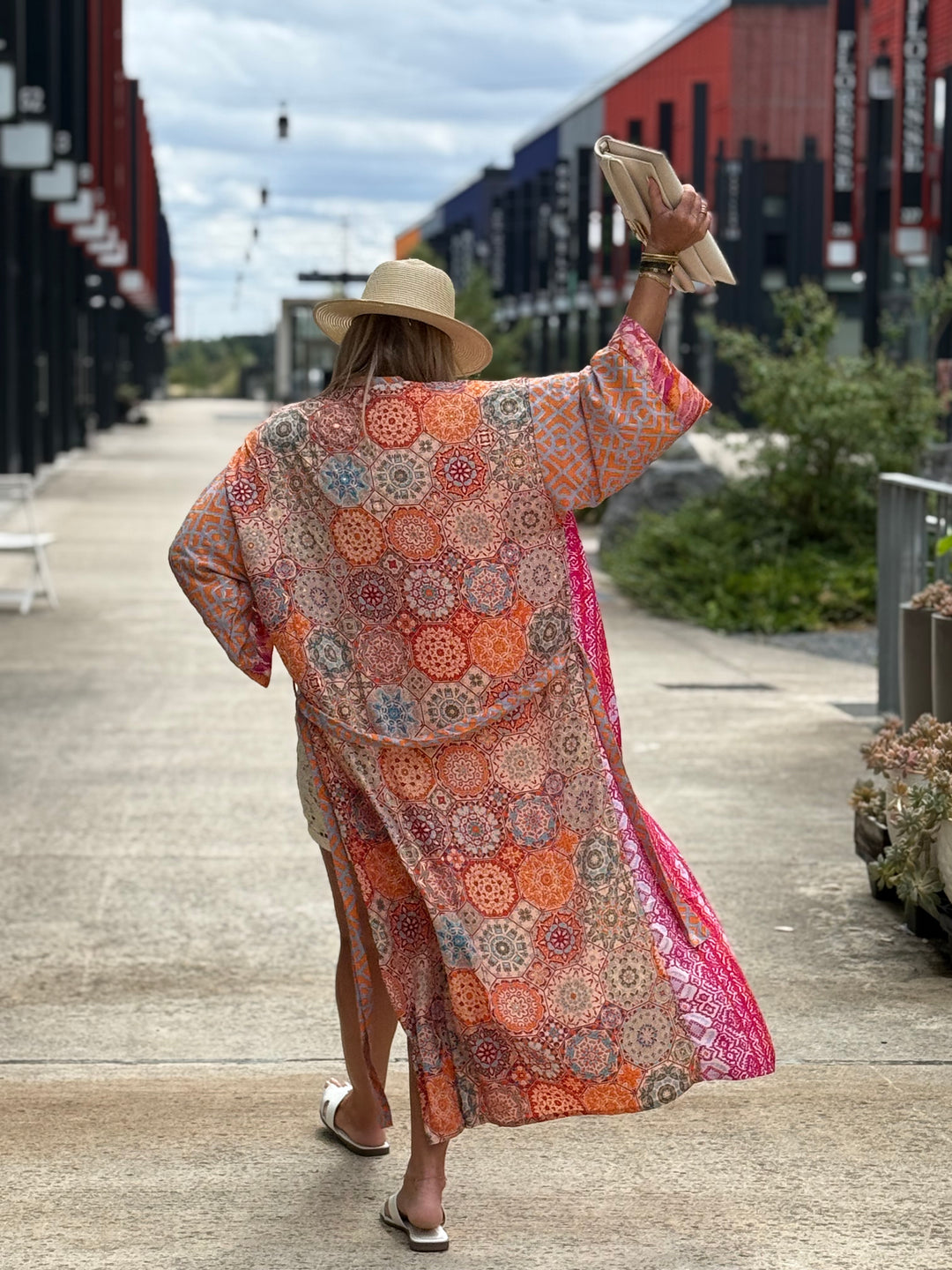 Kimono imprimée rose/orange