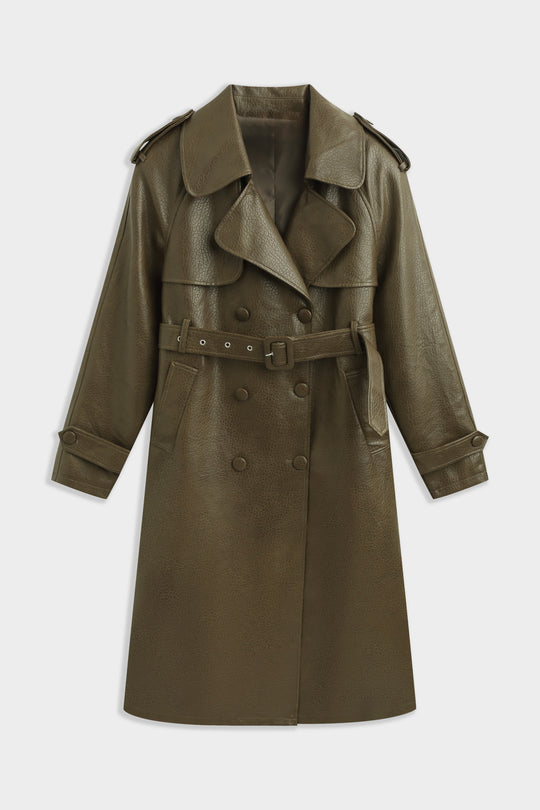 Trench similicuir kaki 2189