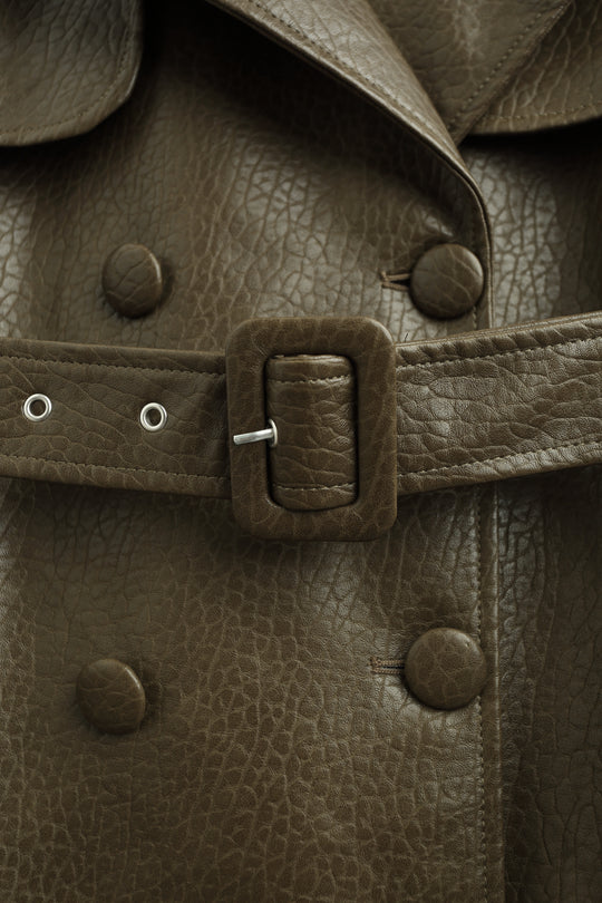 Trench similicuir kaki 2189