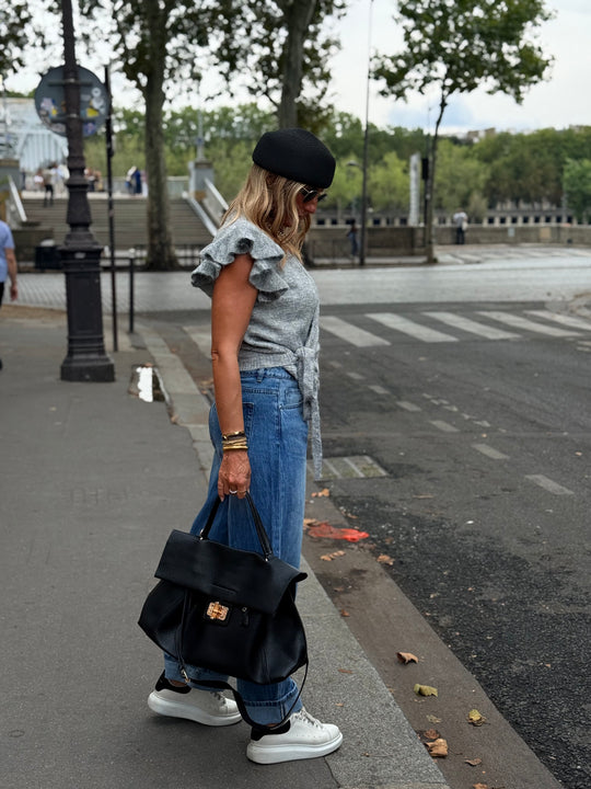 Pull épaules volants gris