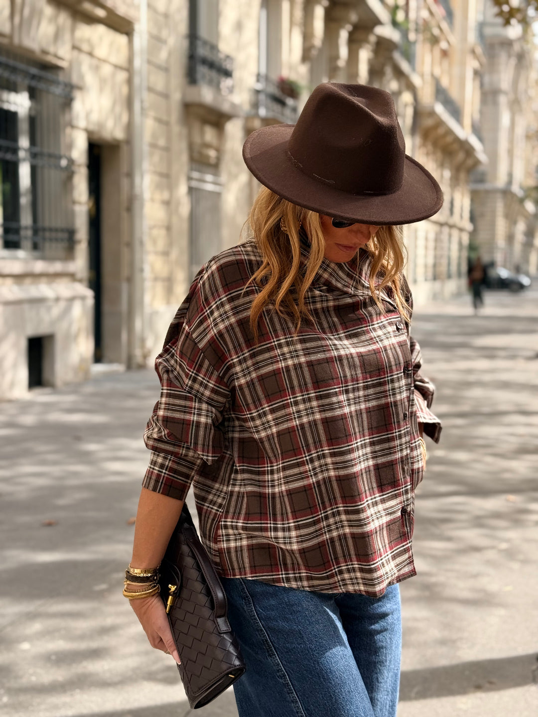 BLOUSE croisée boutonnés ASYM  Choco C33957