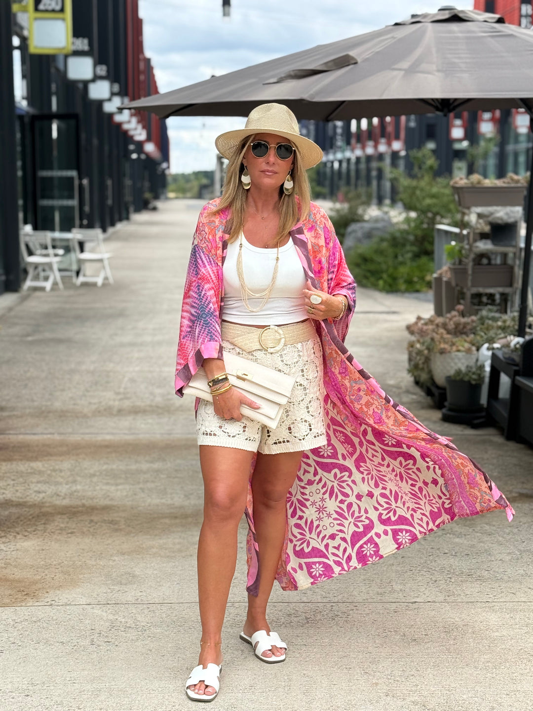 Kimono imprimée rose/saumon