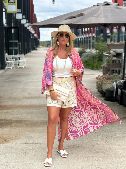Kimono imprimée rose/saumon