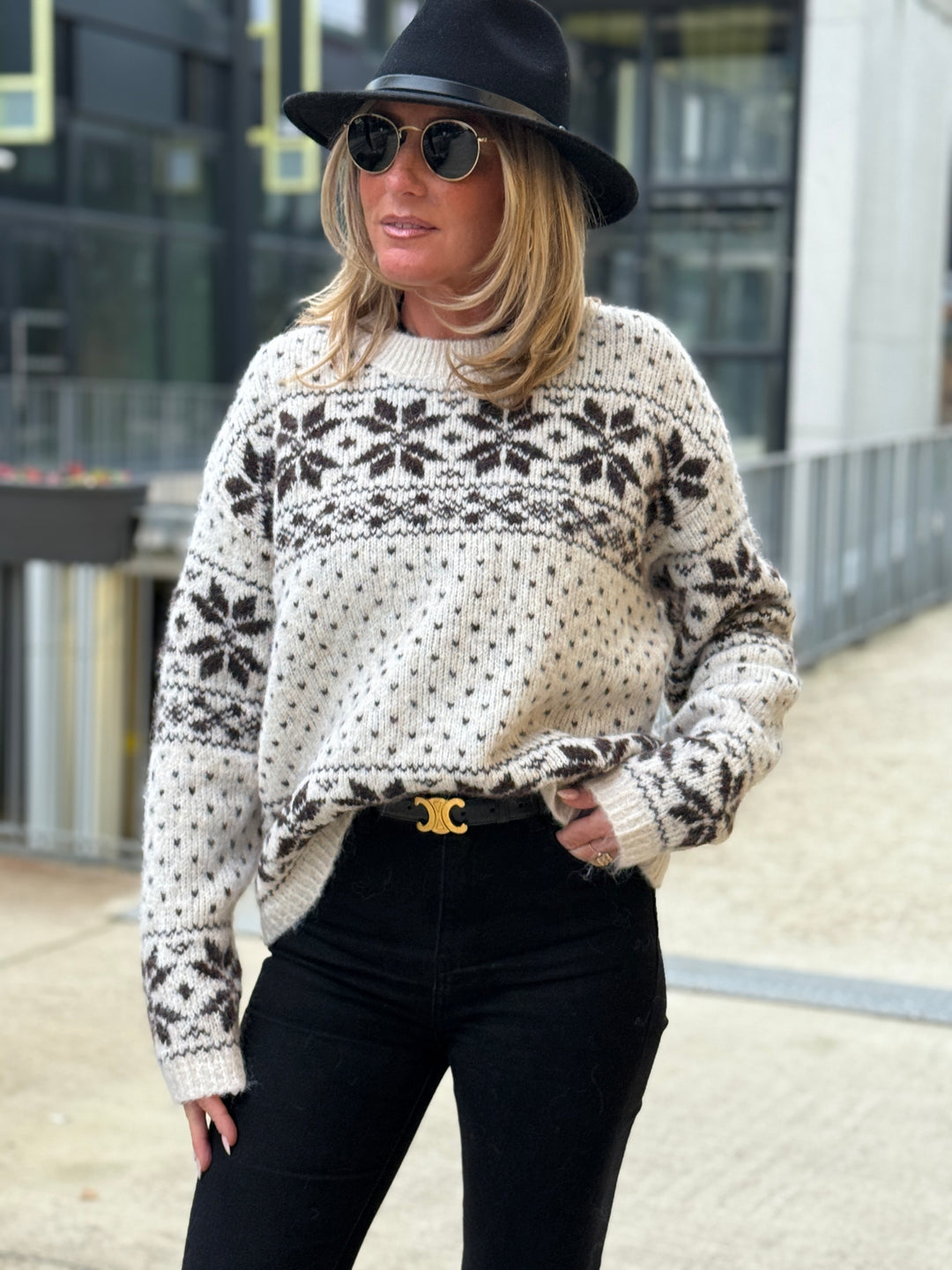 Pull flocons neige ecru 700