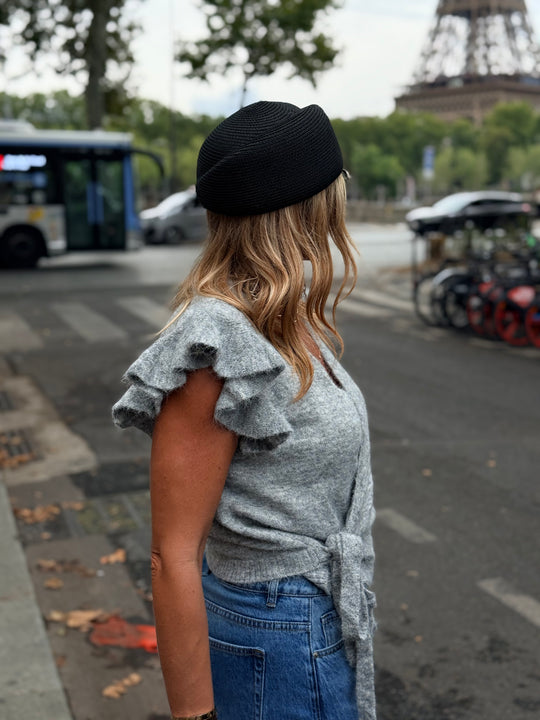 Pull épaules volants gris
