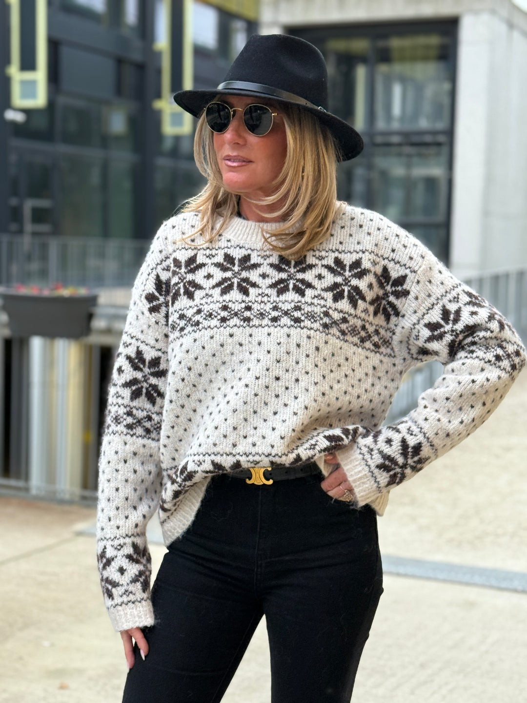 Pull flocons neige ecru 700