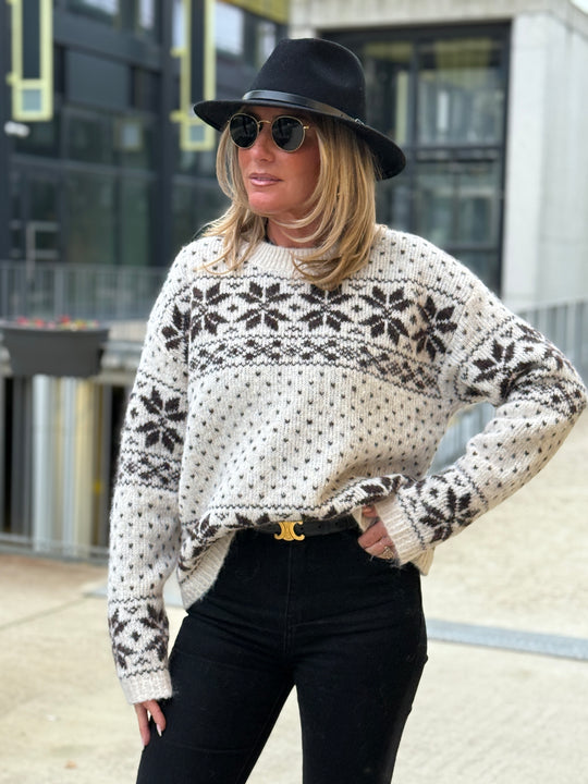 Pull flocons neige ecru 700