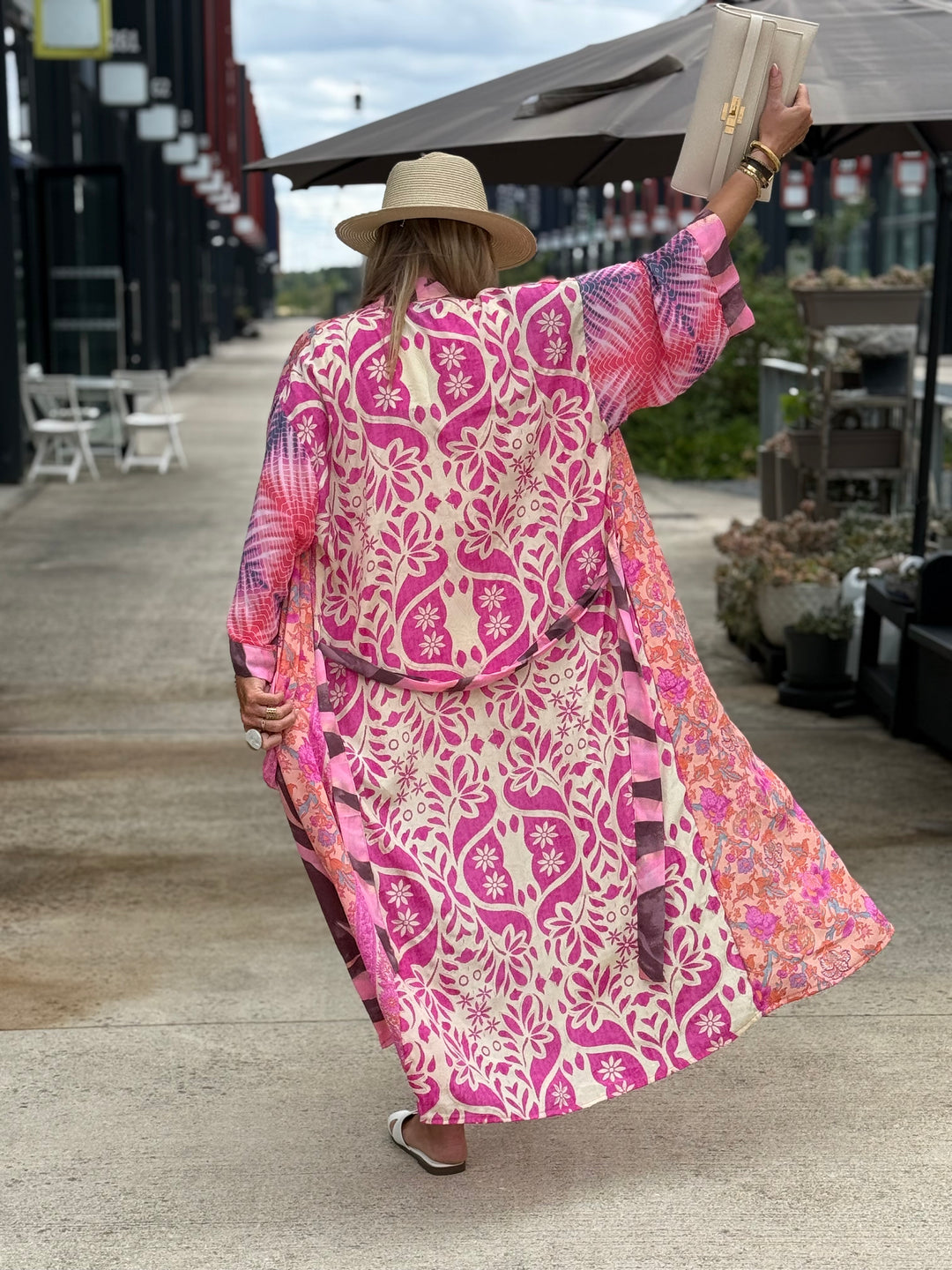 Kimono imprimée rose/saumon