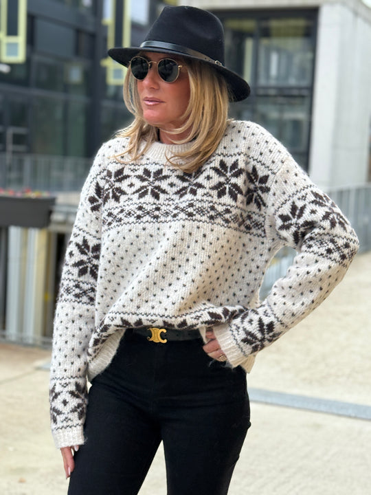 Pull flocons neige ecru 700
