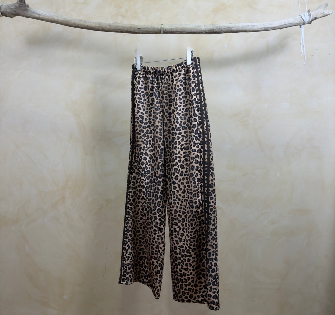 Pantalon jogging léopard bande Choco