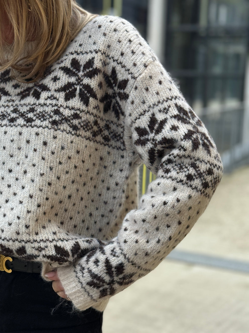 Pull flocons neige ecru 700