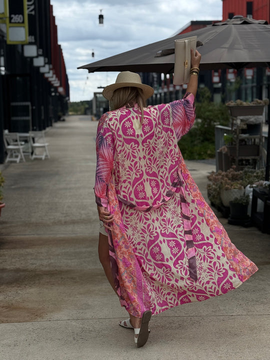 Kimono imprimée rose/saumon