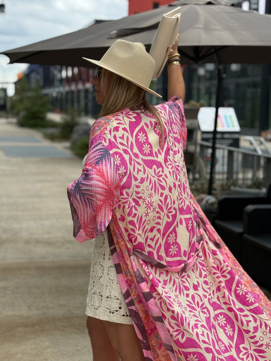 Kimono imprimée rose/saumon
