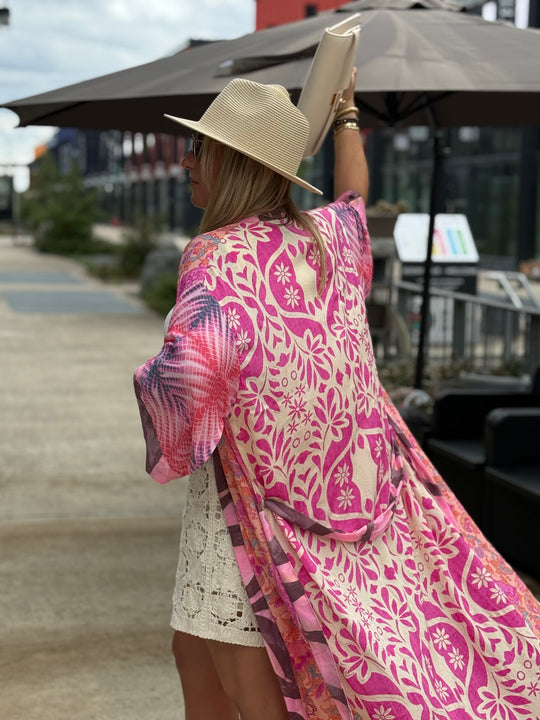 Kimono imprimée rose/saumon