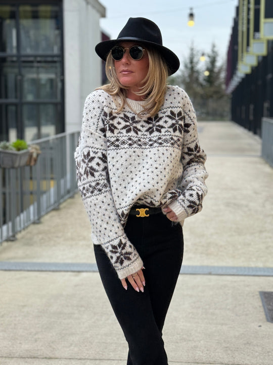 Pull flocons neige ecru 700