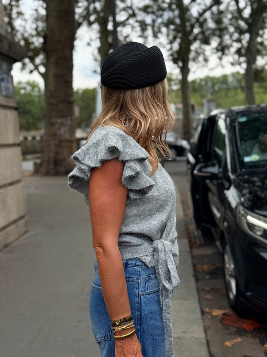 Pull épaules volants gris
