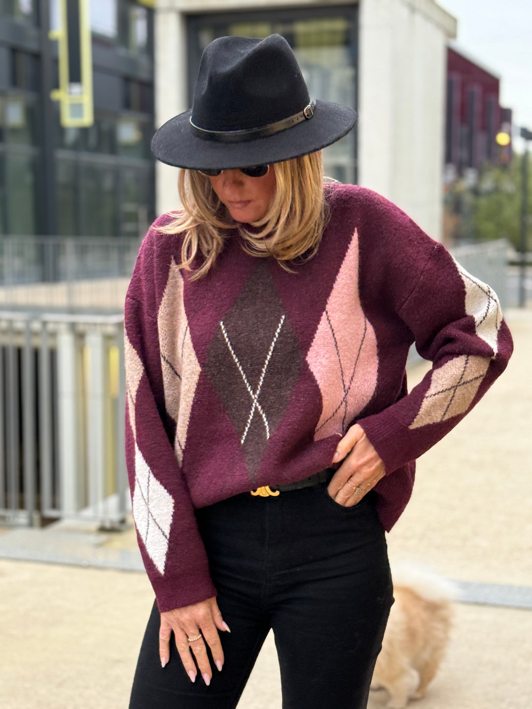 Pull jacquard bordeaux 20972