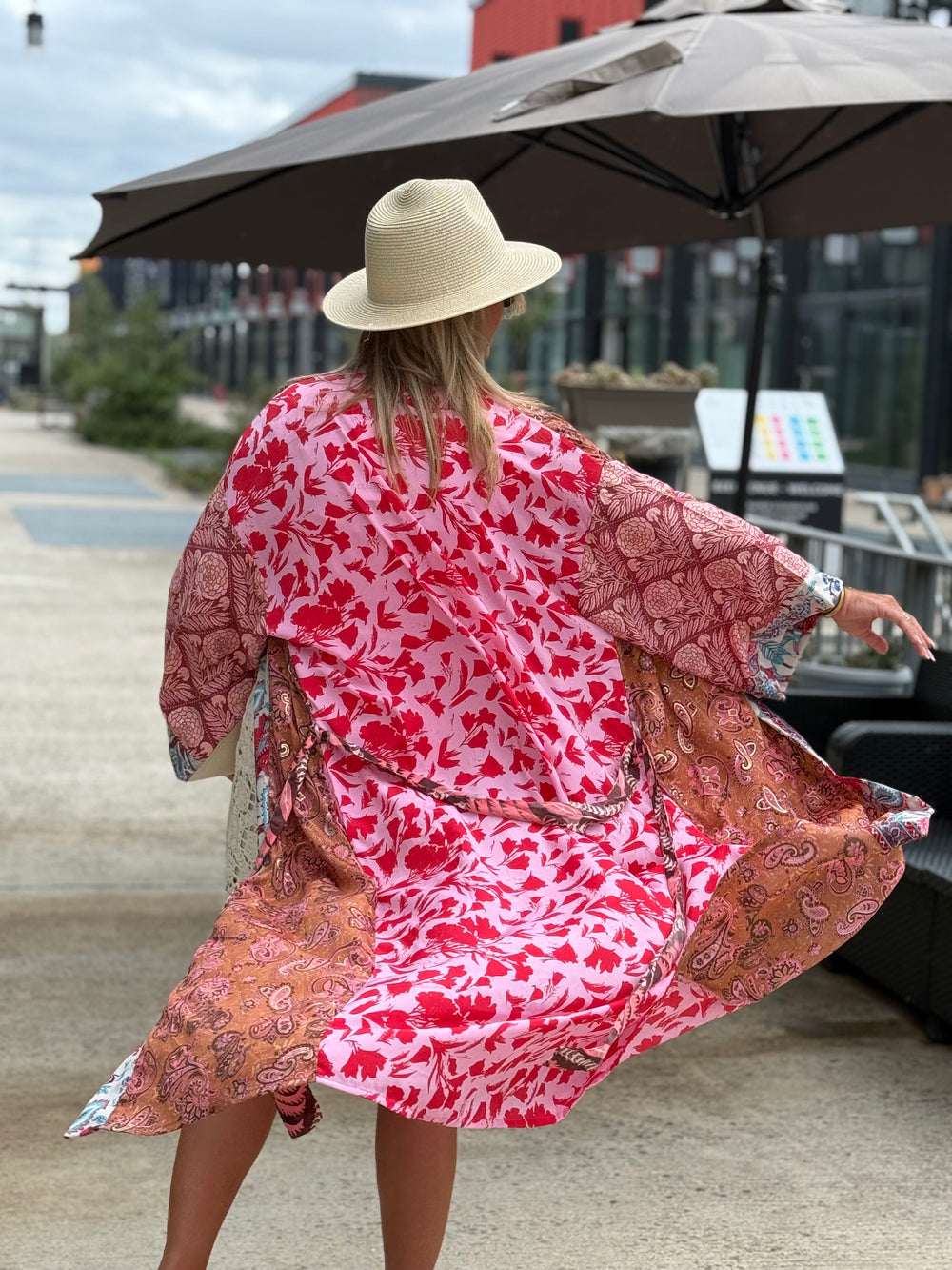 Kimono imprimée rose terracotta