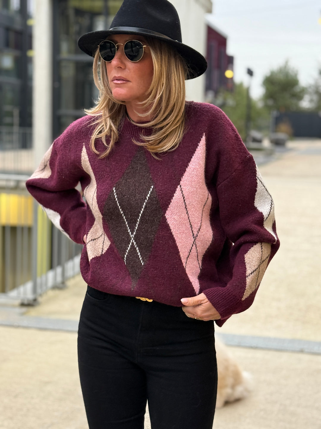 Pull jacquard bordeaux 20972