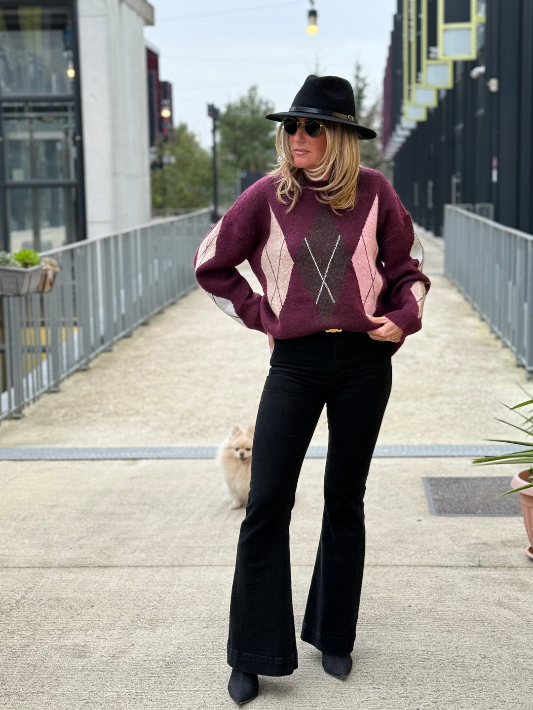 Pull jacquard bordeaux 20972