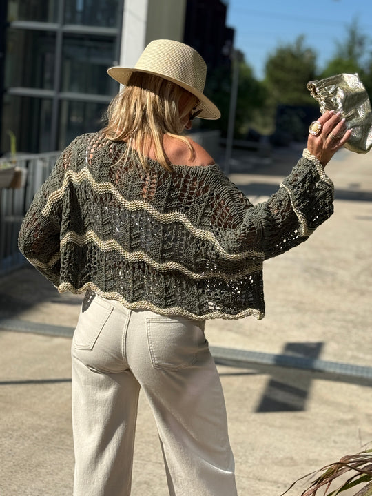 Pull crochet fil lurex Or
