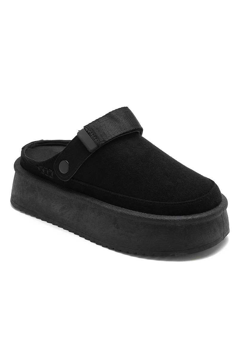 Mules Noir effet daim plateforme 17